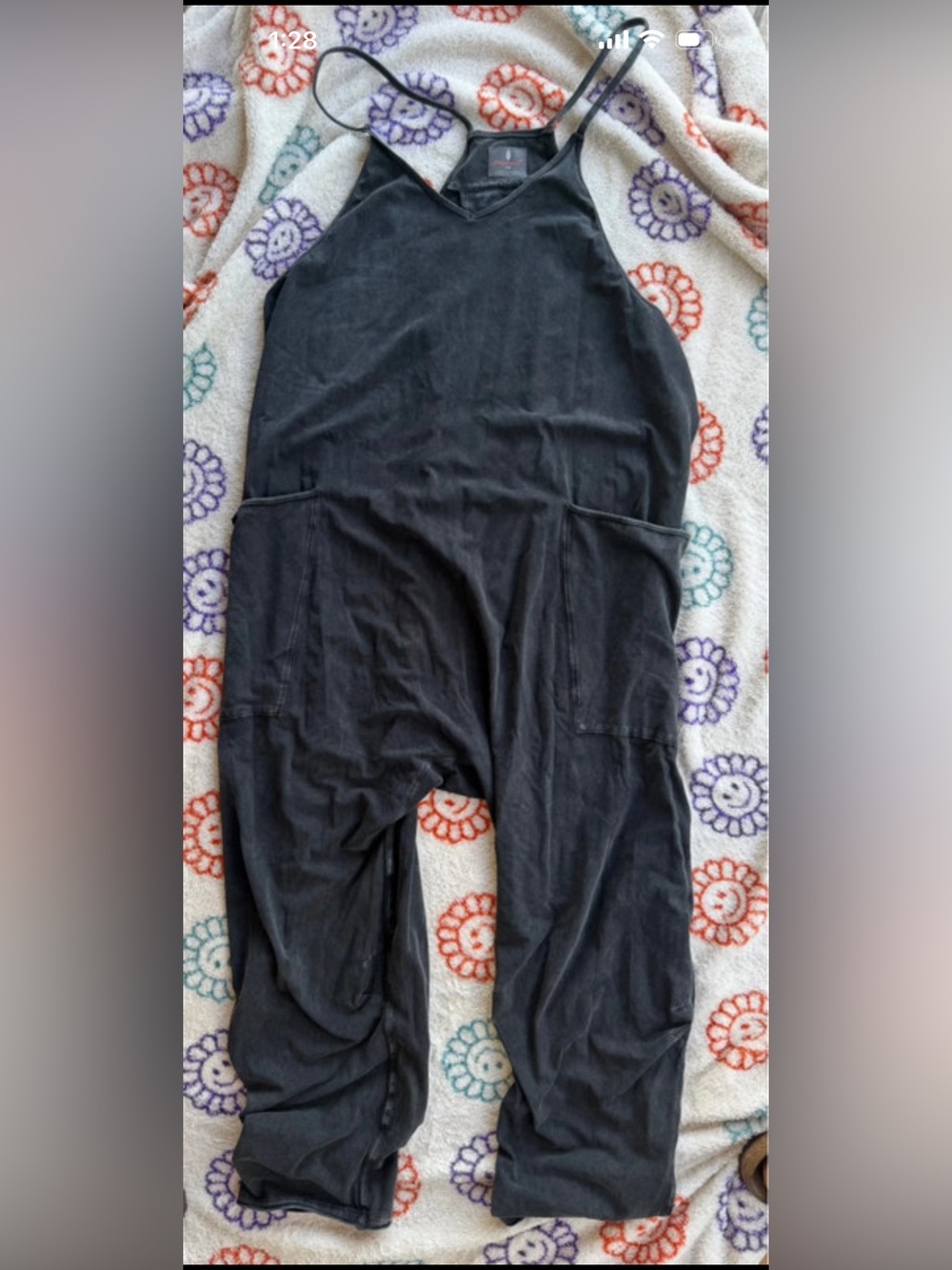 Free People Black Women's Relaxed Spaghetti-Strap Jumpsuit